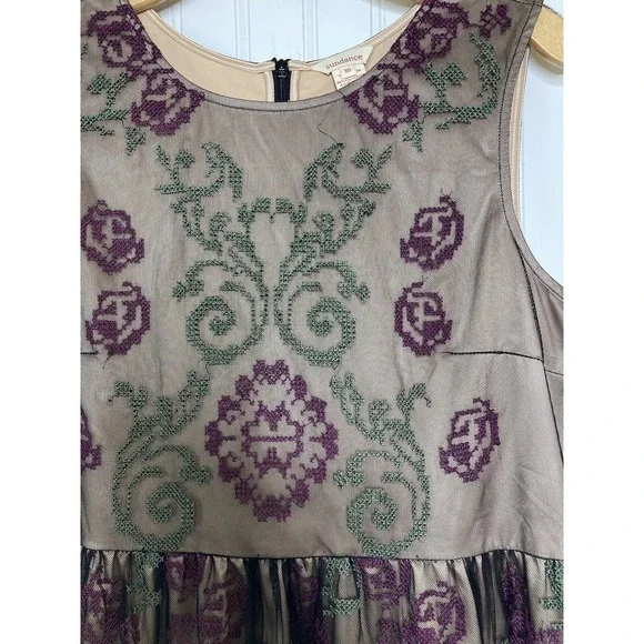 Sundance Lucky In Love Sleeveless Dress Size 10 Black Tulle Embroidered Overlay - Picture 3 of 16